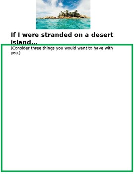 Preview of Writing Prompt - Stranded on a Desert Island...!