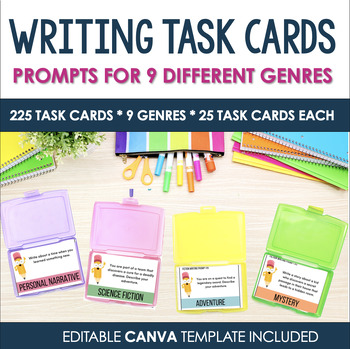 Preview of Writing Prompt Task Cards - 9 Different Genre Bundle