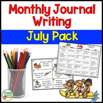 Daily Journal Writing Prompts for July by Caffeine Queen Teacher
