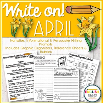 Preview of Writing Prompts {April}-Persuasive, Informational, Narrative