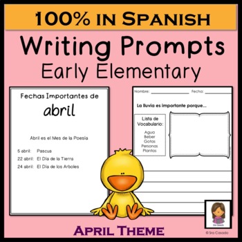 Preview of Spanish Writing Prompts April Elementary