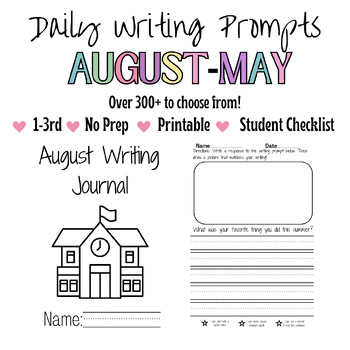 Writing Prompts! || August-May by LoResources | TPT