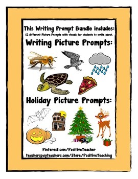 Preview of Writing Prompts Bundle - 52 Different Writing Picture Prompts - Bundled