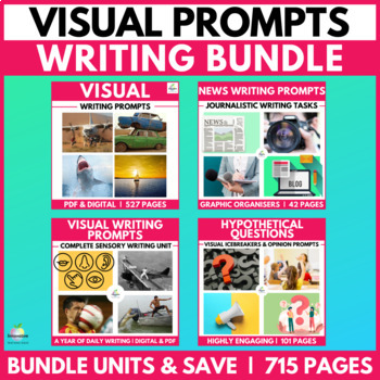 Preview of Daily Picture Writing Prompts Bundle | Describing & Inferring Quick Write Tasks