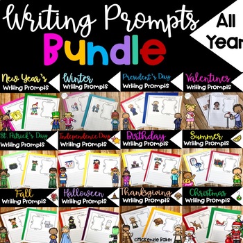Writing Prompts Bundle All Year | Distance Learning by MicKenzie Baker