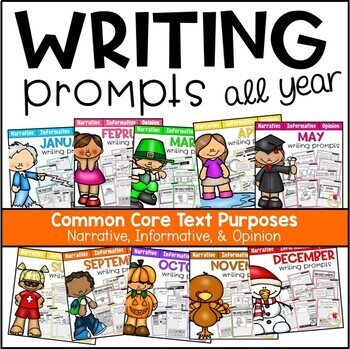 Preview of Writing Prompts Bundle | CCSS Text Purposes: Opinion, Informative, Narrative