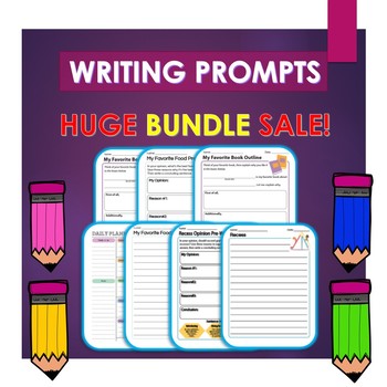 Preview of Writing Prompts Bundle: Weekly Paragraph Writing and More!