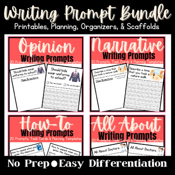 Preview of Writing Prompts Bundle | Narrative, Opinion, How-To, All About Writing Bundle