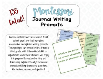 Preview of Writing Prompts Bundle for 1st, 2nd or 3rd Grade! (FULL YEAR! NO PREP!)