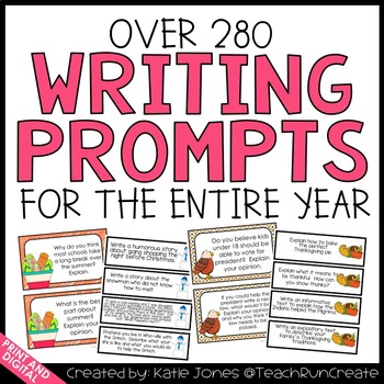 Writing Prompts Bundle (over 280 prompts and growing) by Katie Jones