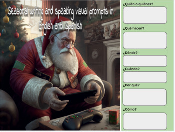 Preview of Writing Prompts Christmas Winter Elementary Spanish English Journal Christmas