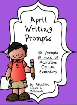Writing Prompts Common Core Aligned-April by Kudos 4 Kindergarten-Attagirl