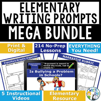 Preview of Writing Prompts Essay Lessons w/ Graphic Organizers - Elementary Mega Bundle