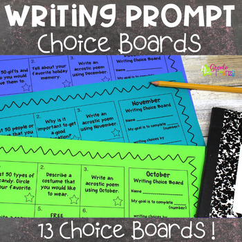Preview of Writing Prompts For Kids Choice Boards