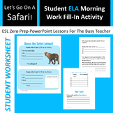 Writing Prompts For Morning Work Reflection Safari Animal 