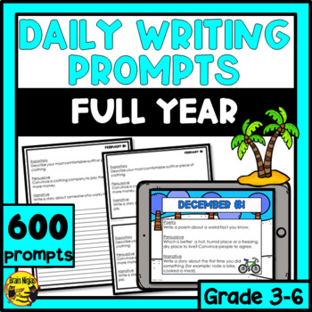 Preview of Writing Prompts Full Year Bundle | Monthly | Paper or Digital