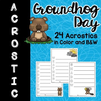 Preview of Writing Prompts | Groundhog Day | Acrostic Poems