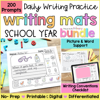 Preview of Writing Prompts, Journals & Posters Spring End of Year Writing Center Activities