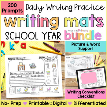 Preview of Writing Prompts, Journals & Posters Spring End of Year Writing Center Activities
