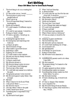 Writing Prompts List by MrFitz | TPT