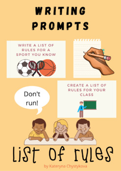 Preview of Writing Prompts - List of Rules (Must, Can, Have to & Imperative) / Speaking