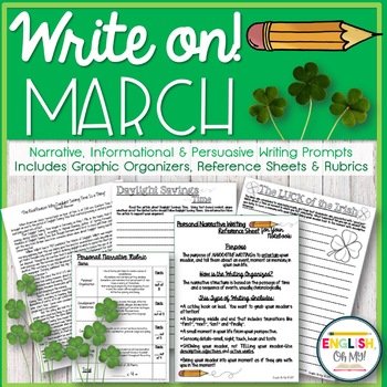 Preview of Writing Prompts {March}-Persuasive, Informational, Narrative