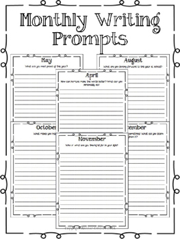 Writing Prompts - Monthly Writing Journal by Brooke Creaser | TPT