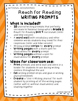 Writing Prompts-National Geographic Reach for Reading Unit 4 Gr2 ...