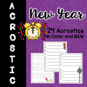 Preview of Writing Prompts | New Year | Acrostic Poems