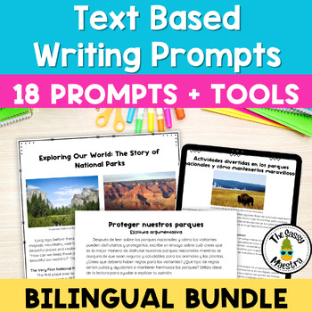 Preview of Writing Prompts Performance Task Spanish Bilingual Bundle for 4th 5th Grade