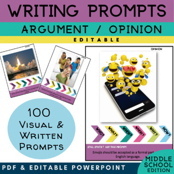 Preview of Middle School Persuasive Writing Prompts with Pictures