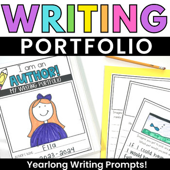 Preview of Writing Prompts Portfolio - Monthly Writing Prompts, 1st, 2nd Grade