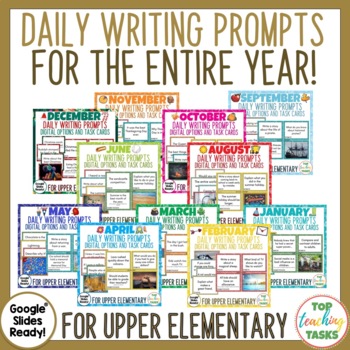 Preview of Writing Prompts Print and Digital Full Year Bundle US Spelling | Quick Writes
