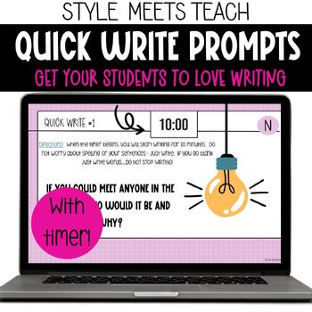 Preview of Writing Prompts| Quick Write Narrative Slides with timer| Quick Write| Narrative