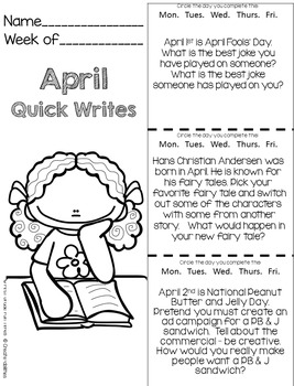 Quick Writes for Upper Elementary Writing Prompts by First Grade Fun Times