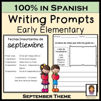 Spanish Writing Prompts September by Sra Casado Spanish and Math