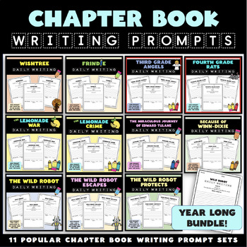 Writing Prompts Sets for 11 Popular Elementary Chapter Books and Read ...