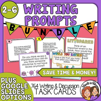 Preview of Writing Prompts Task Card Bundle 764 Cards including Would You Rather