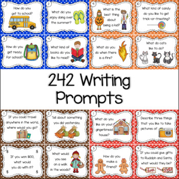 Writing Prompts Task Cards for the Whole Year | TPT