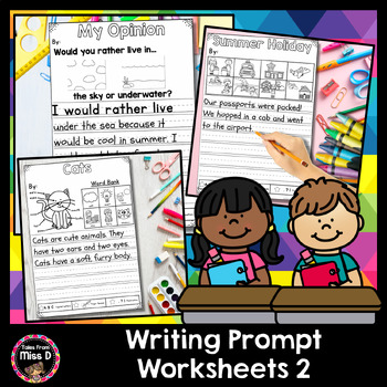 Preview of Writing Prompts Worksheets | Description, Narrative, Opinion, Procedure Writing