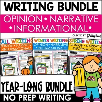 Preview of Writing Prompts Year-Long Bundle Narrative Informative Opinion
