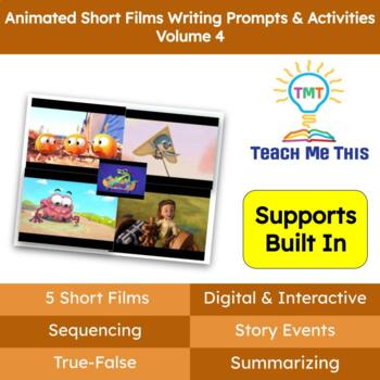 Preview of Writing Prompts and Activities Animated Short Films BUNDLE Volume 4