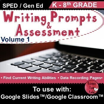 Preview of Writing Prompts and Assessment for grades K-8 to use with Google Classroom™Vol-1