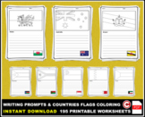 Writing Prompts and Coloring Flags of the World Worksheets