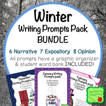 Preview of Writing Prompts and Graphic Organizers Winter Themes BUNDLE