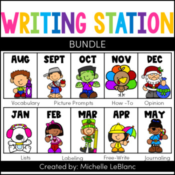 Preview of Writing Prompts for Kindergarten- Yearly Bundle