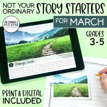 Preview of Writing Prompts for MARCH {Not Your Ordinary Story Starters} Print & Digital