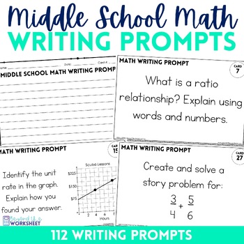 Preview of Middle School Math Writing Prompts