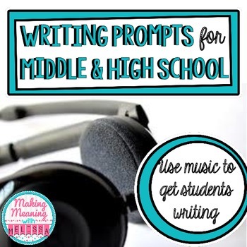 Preview of Writing Prompts for Middle and High School - Song Lyrics, Journals