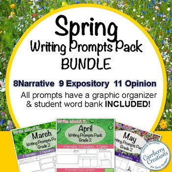 Preview of Writing Prompts for Second Graders Spring Themes BUNDLE